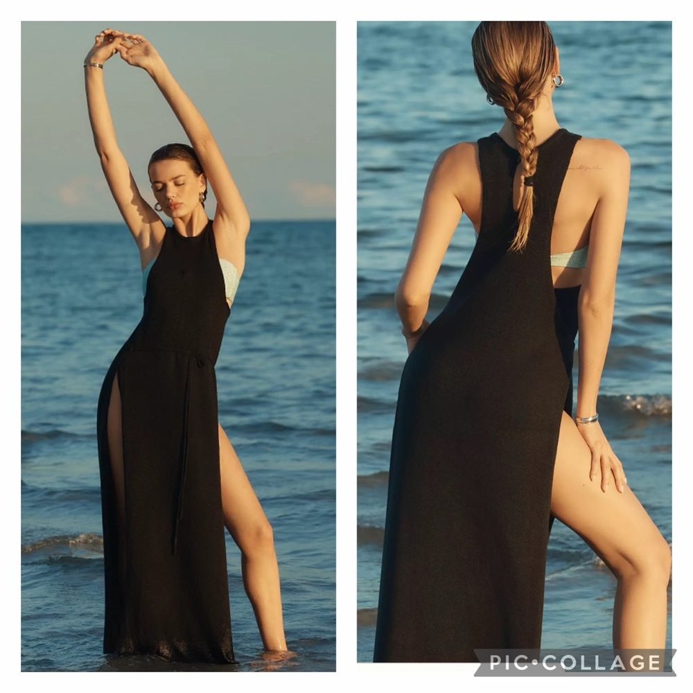ANTHROPOLOGIE BLITHE Racerback Knit Maxi Dress, SMALL